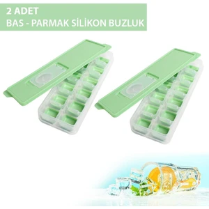 Yapışmaz Silikon Bas Çıkar Buzluk Küp Şekilli Buz Kalıbı Yeşil Renk 2 Adet