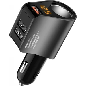 Qc 3.0 Araç Şarj Cihazı 3 USB Araç Çakmak Şarj Cihazı Adaptörü 12V/24V Max 3.1A 70W LED Ekranlı(Yurt Dışından)