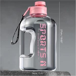 2.7 lt. Hasırlı Büyük Kapasiteli Spor Su Şişesi - Pembe (Yurt Dışından)
