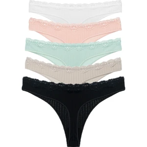 Vanilya Secret Beli Dantel  Tanga Pamuk 5'li Paket