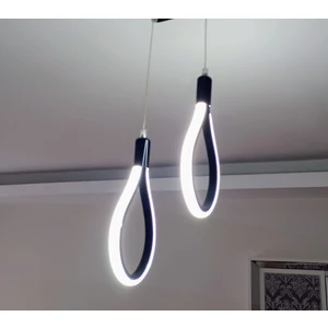 Modern Sarkıt  Siyah 2'li Damla Beyaz LED Avize