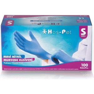 Haspet Nitril Pudrasız Eldiven Mavi Small 100'LÜ Paket