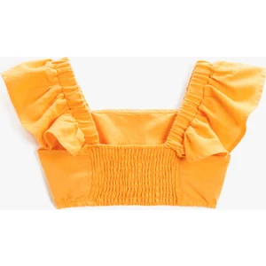 Fırfırlı Crop Bluz Gipe Detaylı