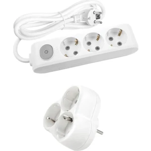 Beyaz Set Multi-Let 3'lü Anahtarlı Topraklı Çocuk Korumalı Grup Priz 4 Metre + 3'lü Yonca Fiş Priz