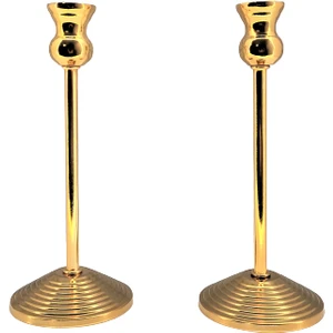 Modern Dekoratif Lake Gold  Kaplama Şamdan 2'li Kademeli Ayaklı Mumluk Seti Model-2