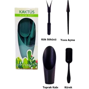 Kaktüs Sukulent Dikim Bakım Seti 4 Parça Siyah