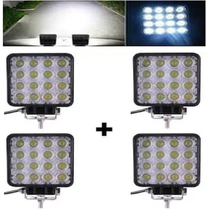 16 LED Kare 48W Off Road Sis Farı Lambası Projektör 12-24V 4 Adet
