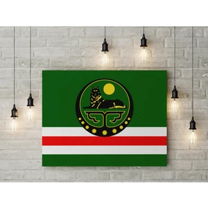 Satürn Design Içkerya Çeçen Cumhuriyeti Bayrağı Kanvas Tablo 40X55CM Çeçenistan Dekoratif Tablo