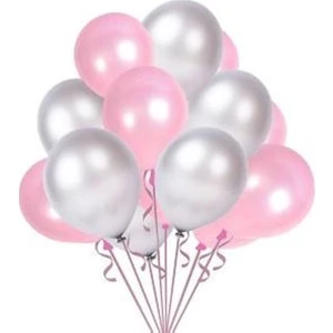 Deniz Party Store Metalik Pembe Gümüş  Balon 10 Adet
