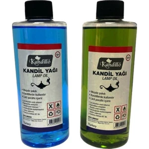Mavi Yeşil Kandil Yağı Kokusuz Dumansız Iç Mekan Gaz Lambası Yakıtı 250 ml 2'li Set