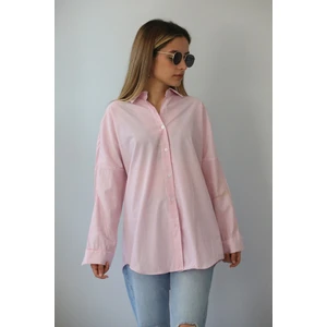 Mor Çizgili Over Fit Gömlek MG1525