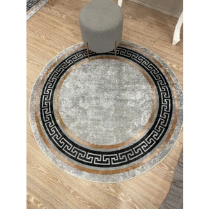 Klasik Desen Yuvarlak Clorisa Çizgili Lateks Deri Taban Saçaksız Salon Halısı