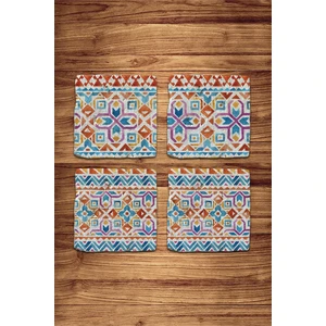 Doğal Taş Bardak Altlığı 4'lü Model- Boho