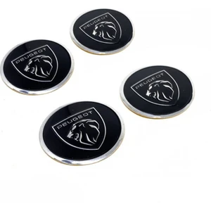 Peugeot Jant Göbeği Alüminyum Sticker Yapıştırma 60mm 4'lü Set Yeni Nesil Logo