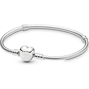Tarzı Gümüş Kaplama Kalp Bileklik Kadınlar İçin 17 cm Uzunlukta Şık Tasarım