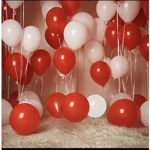 Deniz Party Store Pastel Kırmızı Beyaz Latex Balon 25 Adet