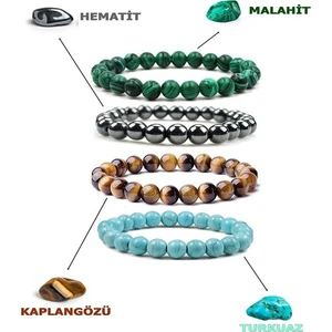 Sertifikalı   Doğaltaş Bileklik 4'lü Set