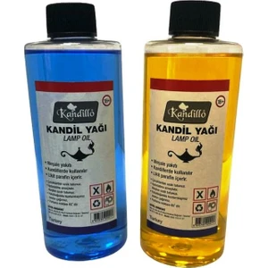 Mavi Sarı Kandil Yağı Kokusuz Dumansız Iç Mekan Gaz Lambası Yakıtı 250 ml 2'li Set