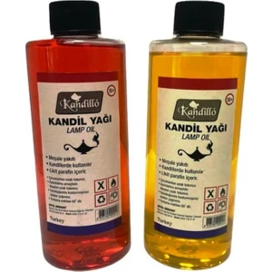 Kırmızı Sarı Kandil Yağı Kokusuz Dumansız Iç Mekan Gaz Lambası Yakıtı 250 ml 2'li Set