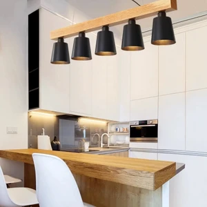 Modern Metal Iskandinav Minimalist Ahşap Avize