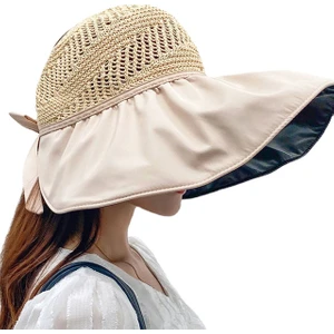 Moda Kadın Güneşlik Şapka Açık Plaj Balıkçı Şapkası Yaz Bisiklete Binme Anti-Ultraviyole (Yurt Dışından)