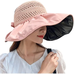 Moda Kadın Güneşlik Şapka Açık Plaj Balıkçı Şapkası Yaz Bisiklete Binme Anti-Ultraviyole (Yurt Dışından)