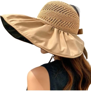 Moda Kadın Güneşlik Şapka Açık Plaj Balıkçı Şapkası Yaz Bisiklete Binme Anti-Ultraviyole (Yurt Dışından)