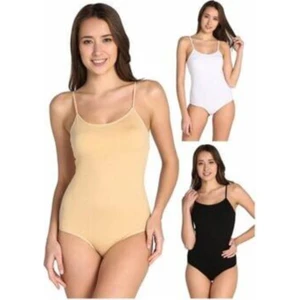 Kadın Karışık Renk Paket Ip Askılı Likralı Kancalı Çıtçıtlı Body Zıbın  3'lü