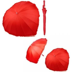 Kalp Şemsiye Kırmızı Kalp Şeklinde Şemsiye Özel Tasarımlı Büyük Boy Boston Şemsiye