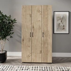 Kzn Home Soft 3 Kapaklı Meşe Gardırop, Elbise Dolabı