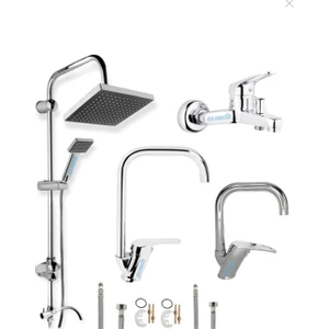 Robot Tepe Duş Lavabo Banyo Mutfak Bataryası Çeşmesi Musluğu 4'lü