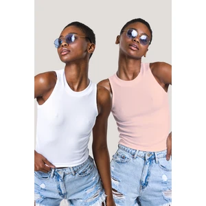 Kadın Halter Yaka Fitilli 2'li Paket Crop Bluz