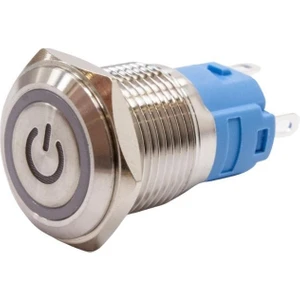 16A-P1Z-EC 16MM Düz Anahtarlı Işıklı Power Metal Buton - Beyaz