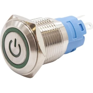 16A-P1Z-EC 16MM Düz Anahtarlı Işıklı Power Metal Buton - Yeşil