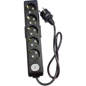 Siyah Multi-Let 5'li Anahtarlı Topraklı Çocuk Korumalı Grup Priz 70 cm