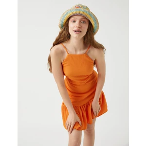 Halter Yaka Mini Fırfırlı Elbise