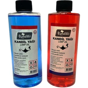 Mavi Kırmızı Kandil Yağı Kokusuz Dumansız Iç Mekan Gaz Lambası Yakıtı 250 ml 2'li Set