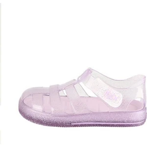 S10265 Star Glitter Çocuk Simli Mor Sandalet