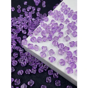 Hedef Bijuteri 10MM Lila Açık Mor Renk Piramit Model Akrilik Boncuk, Takı, Çanta Yapım Boncuğu (100GR,~260 Adet)