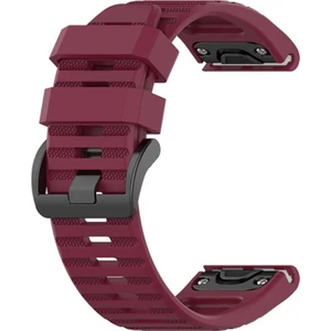 Garmin Fenix 3 - 3 Hr Için Quick Fit Özellikli Silikon Kordon Kayış Bordo