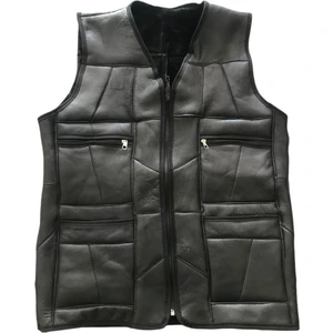 LN Leather Patch Workkürk Süetgerçek Deri Yelek -  Siyah Erkekyeleği