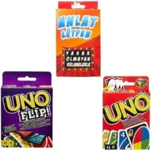 Uno Tlip + Uno Classic + Anlat Lütfen 3'ü 1 Arada Oyun Seti