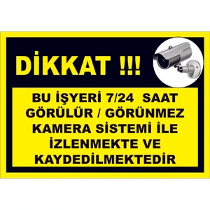 Çağ Ajans Bu Iş Yeri 24 Saat Görünür/görünmez Kamera Sistemi ile Izlenmektedir Kendinden Yapışkanlı Sticker   17X25 cm
