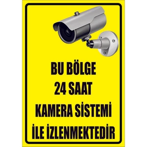 Çağ Ajans Bu Bölge 24 Saat Kamera Sistemi ile Izlenmektedir Kendinden Yapışkanlı Sticker  17X25 cm