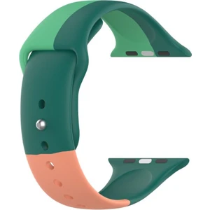 Apple Watch Seri 1 2 3 42 mm Için Small Beden(S Sıze) Üç Renkli Silikon Kordon Yeşil-Somon