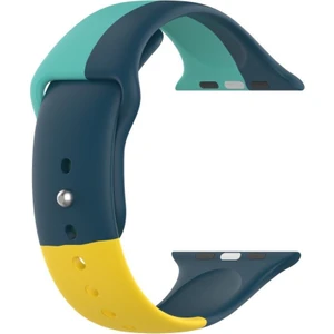 Apple Watch Seri 1 2 3 42 mm Için Small Beden(S Sıze) Üç Renkli Silikon Kordon Lacivert-Yeşil-Sarı
