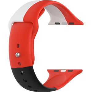 Apple Watch Seri 1 2 3 42 mm Için Small Beden(S Sıze) Üç Renkli Silikon Kordon Kırmızı-Beyaz-Siyah