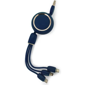 Sarmal Tasarım 3in1 Lightning Type C Micro USB Şarj ve Data Kablosu 110 cm - AL2989 Lacivert