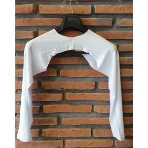 Moda Canel Kadın Tesettür Içe Giyilen Beyaz Uzun Kol Bolero MCBLR001