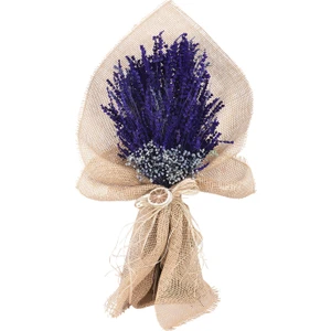Çiçek Seli Mor Lavanta Kuru Çiçek Buketi & Jut Ambalajlı & Duvar Dekoru & Dekoratif Çiçek 40-45 cm